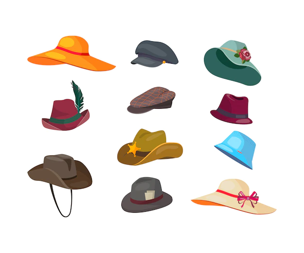 Free Vector | Man and woman hats flat icon set