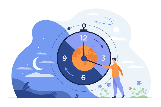 Free Vector | Man moving clock arrows and managing time.