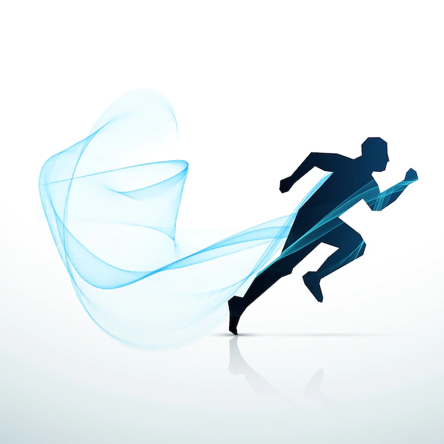 Free Vector | Man running with blue flowing wave