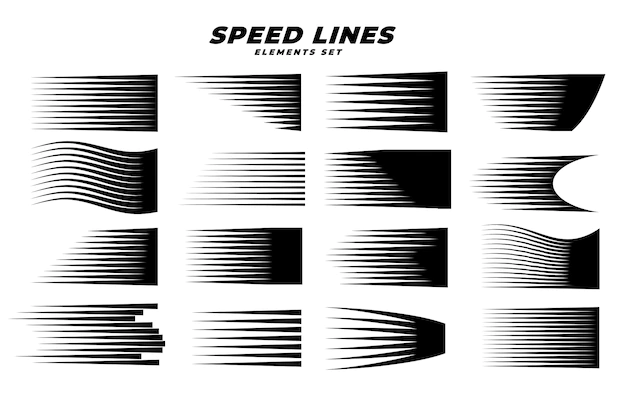 Free Vector | Manga comic motion speed lines set