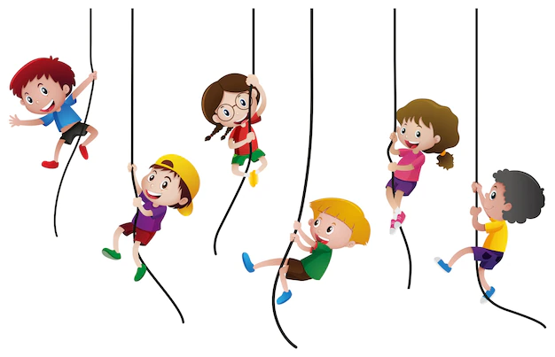 Free Vector | Many kids climbing up the rope
