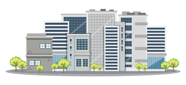 Free Vector | Many office buildings in city