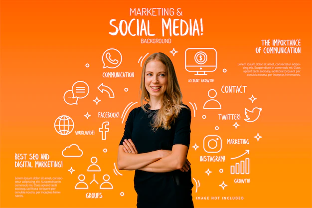 Free Vector | Marketing & social media background with funny elements
