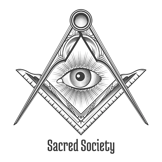 Free Vector | Masonic square and compass symbol. mystic occult esoteric, sacred society.