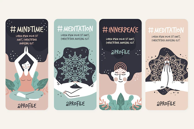 Free Vector | Meditation and mindfulness instagram stories