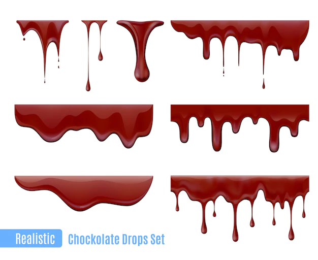 Free Vector | Melting dripping chocolate drops realistic set