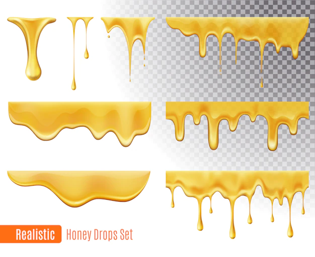 Free Vector | Melting honey drops realistic transparent set