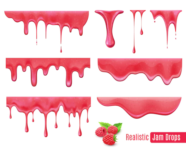 Free Vector | Melting raspberry jam drops realistic set