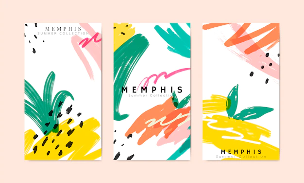 Free Vector | Memphis summer banner collection vector