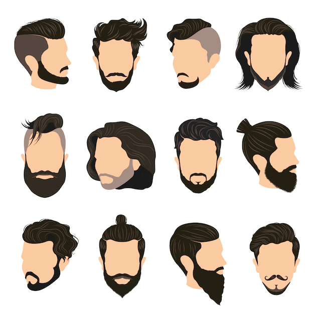 Free Vector | Men hairstyle icons set