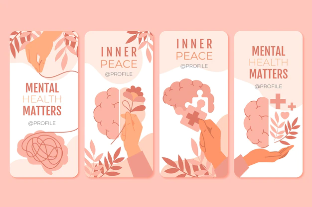 Free Vector | Mental health instagram stories collection