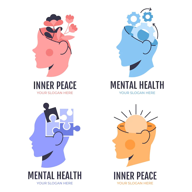 Free Vector | Mental health logos collection