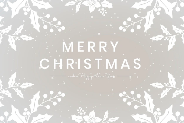 Free Vector | Merry christmas wish gray floral greeting card