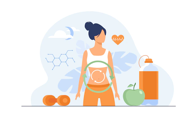 Free Vector | Metabolic process of woman on diet