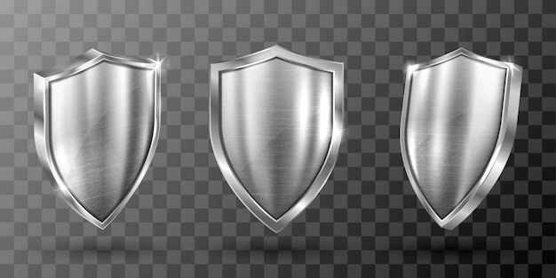 Free Vector | Metal shield with steel frame realistic