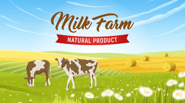Free Vector | Milk farm realistic ads banner