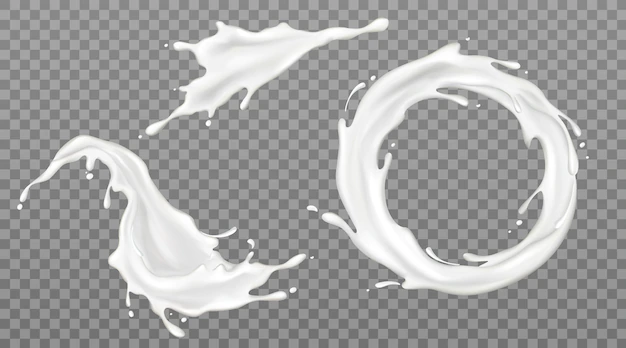 Free Vector | Milk splashes set, yogurt or dairy drink product