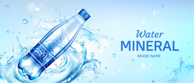 Free Vector | Mineral water bottle ad banner, flask with drink
