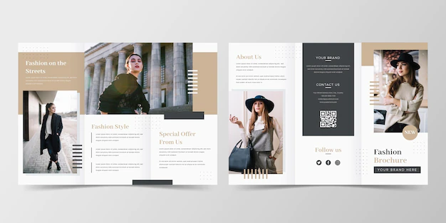 Free Vector | Minimal fashion trifold brochure template