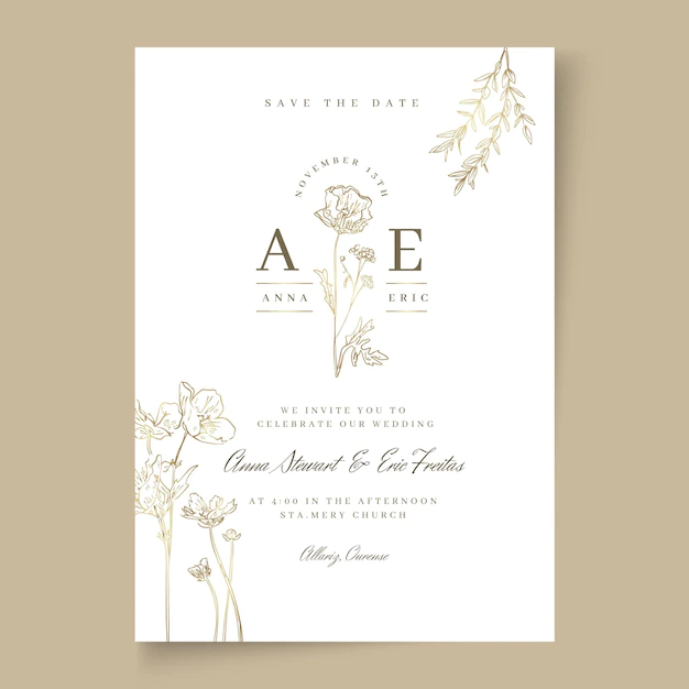 Free Vector | Minimal wedding card