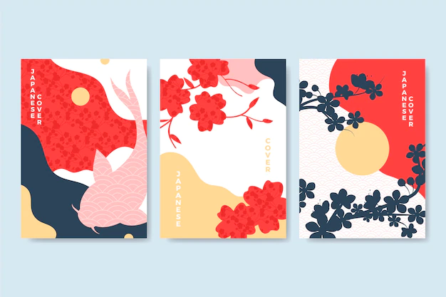 Free Vector | Minimalist japanese cover collection