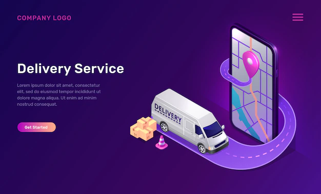 Free Vector | Mobile delivery service online app isometric