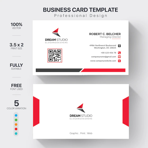 Free Vector | Modern business cards template with 5 color variation