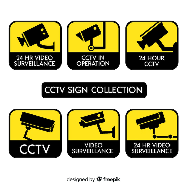 Free Vector | Modern cctv sign collection with flat design