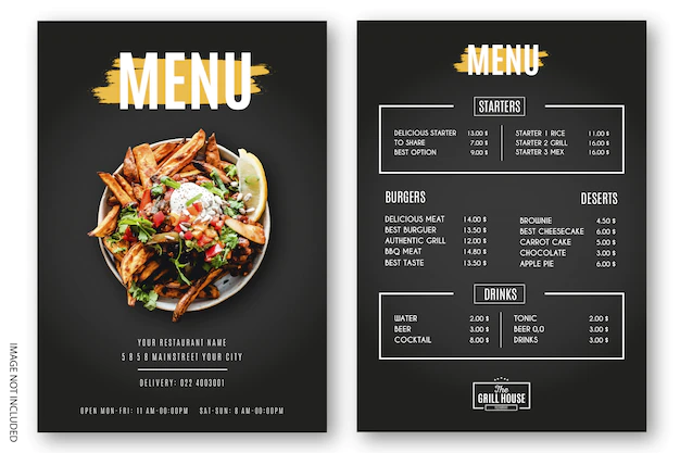 Free Vector | Modern menu restaurant grill