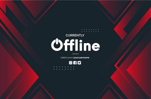 Free Vector | Modern offline twitch banner background with abstract red shapes