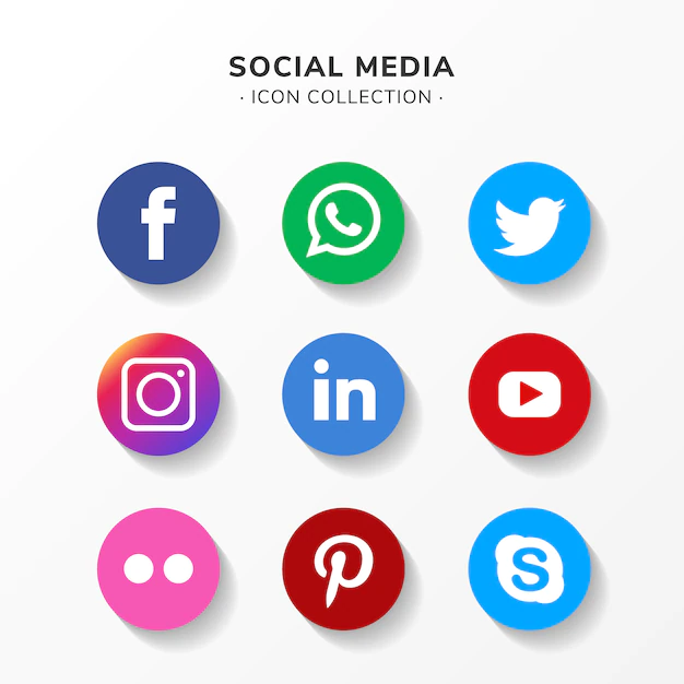 Free Vector | Modern social media icon set in flat design