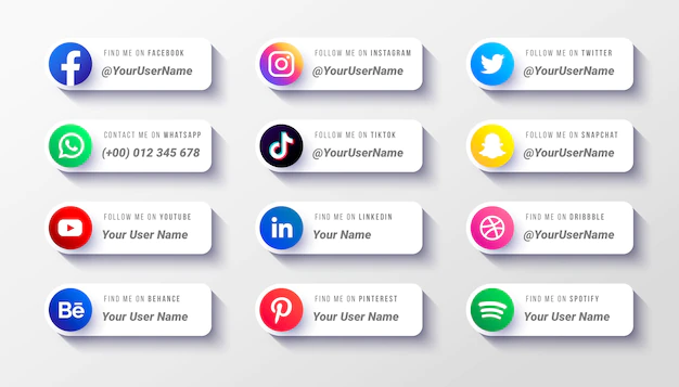 Free Vector | Modern social media lower third icons collection template