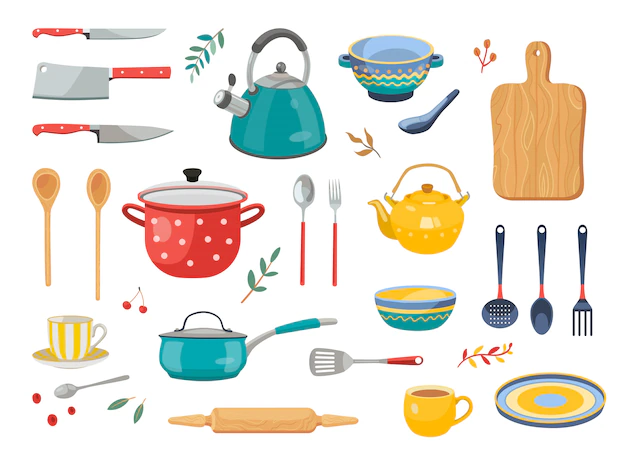 Free Vector | Modern various kitchen tools flat icon set