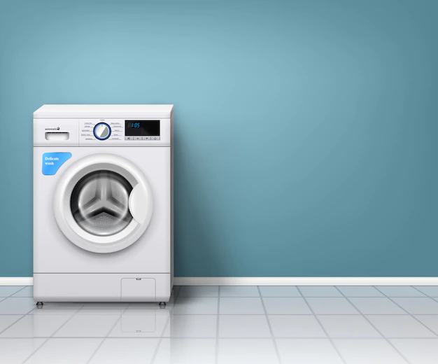 Free Vector | Modern washing machine in empty laundry room