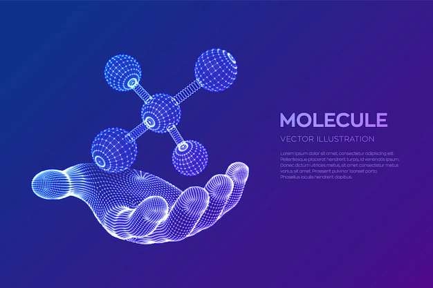 Free Vector | Molecule in hand. dna, atom, neurons. molecules and chemical formulas.