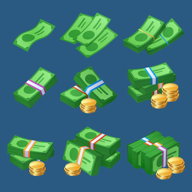Free Vector | Money cash with coins stacks and bundles of bills