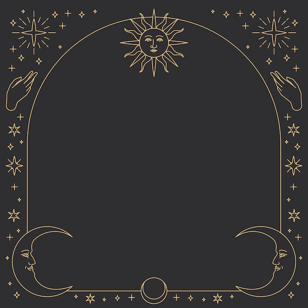 Free Vector | Monoline celestial icons frame vector square frame on black