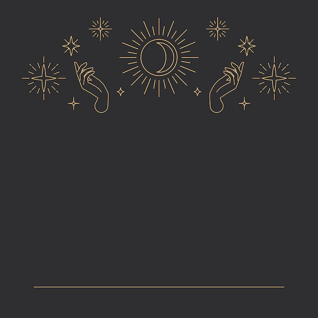 Free Vector | Moon inside of the sun with two open-palm hands celestial black background