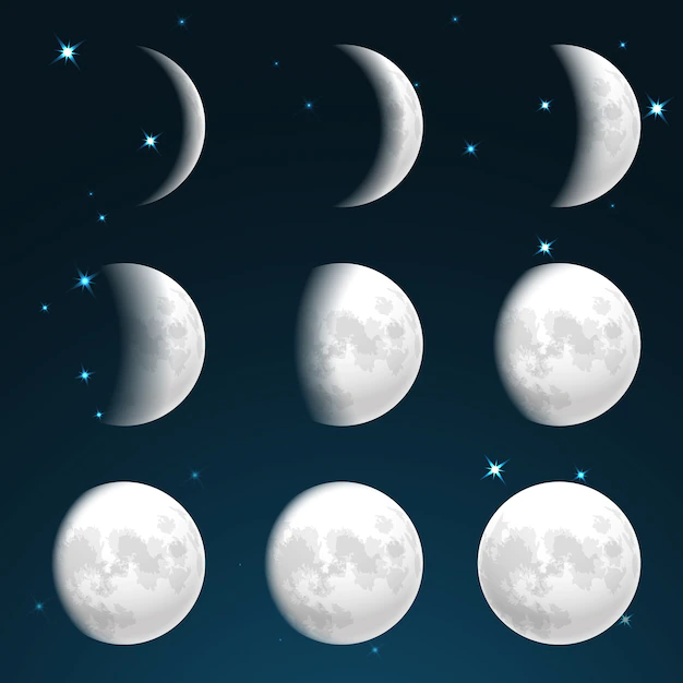 Free Vector | Moon phases in starry sky