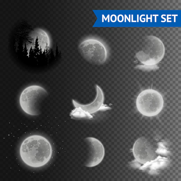 Free Vector | Moonlight transparent set
