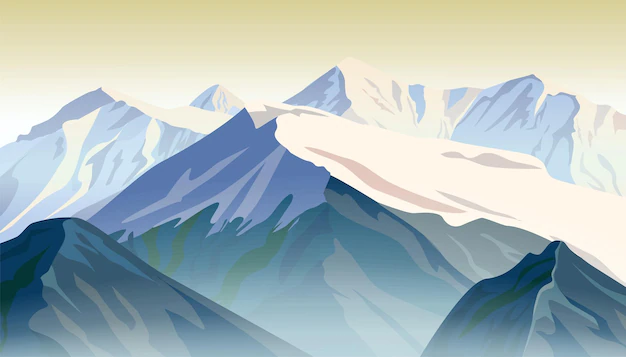 Free Vector | Mountain ridges. vector illustration of sunrise.