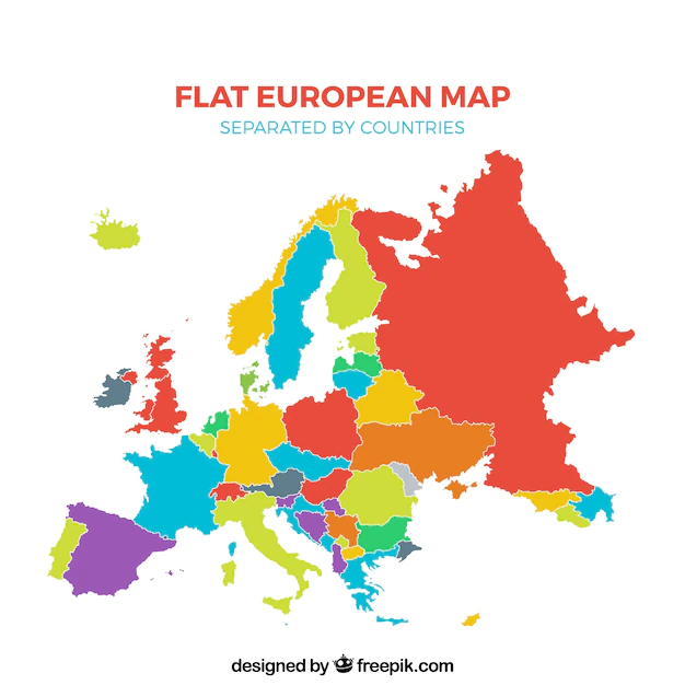 Free Vector | Multicolor flat european map separated by countries