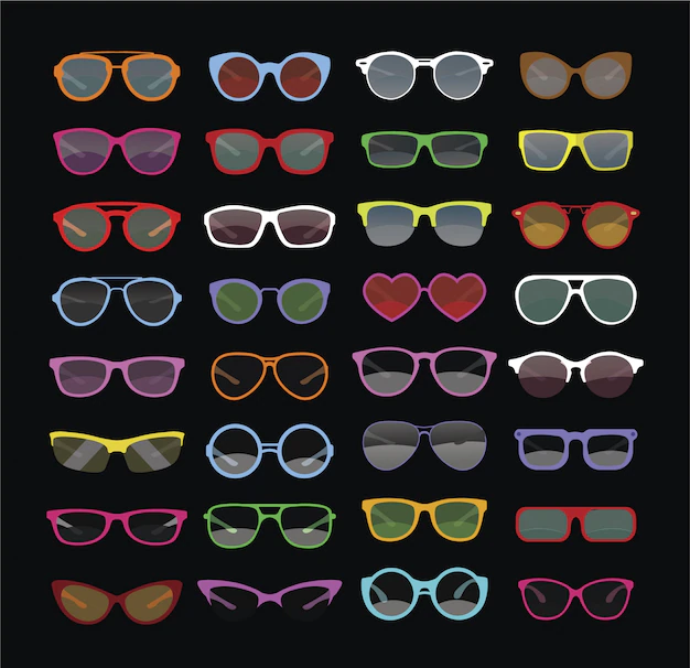 Free Vector | Multicolor sun glasses collection