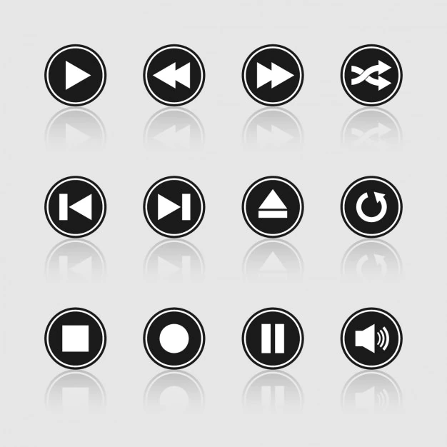 Free Vector | Multimedia black and white buttons