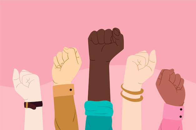 Free Vector | Multiracial raised fists concept
