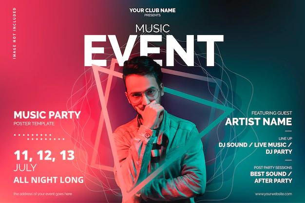 Free Vector | Music event poster template with abstract shapes