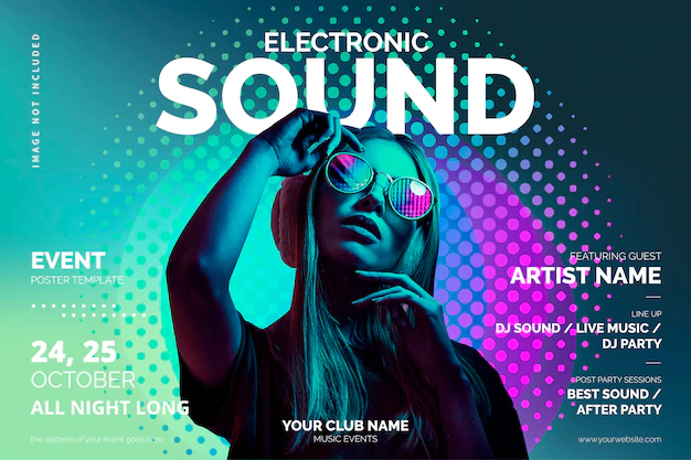 Free Vector | Music event poster template with colorful shapes