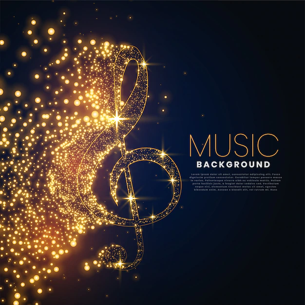 Free Vector | Music note made with glowing particles background