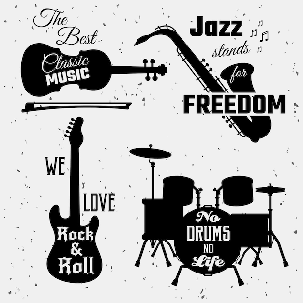 Free Vector | Music quotes monochrome collection