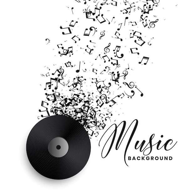Free Vector | Music record label vinyl with bursting notes background